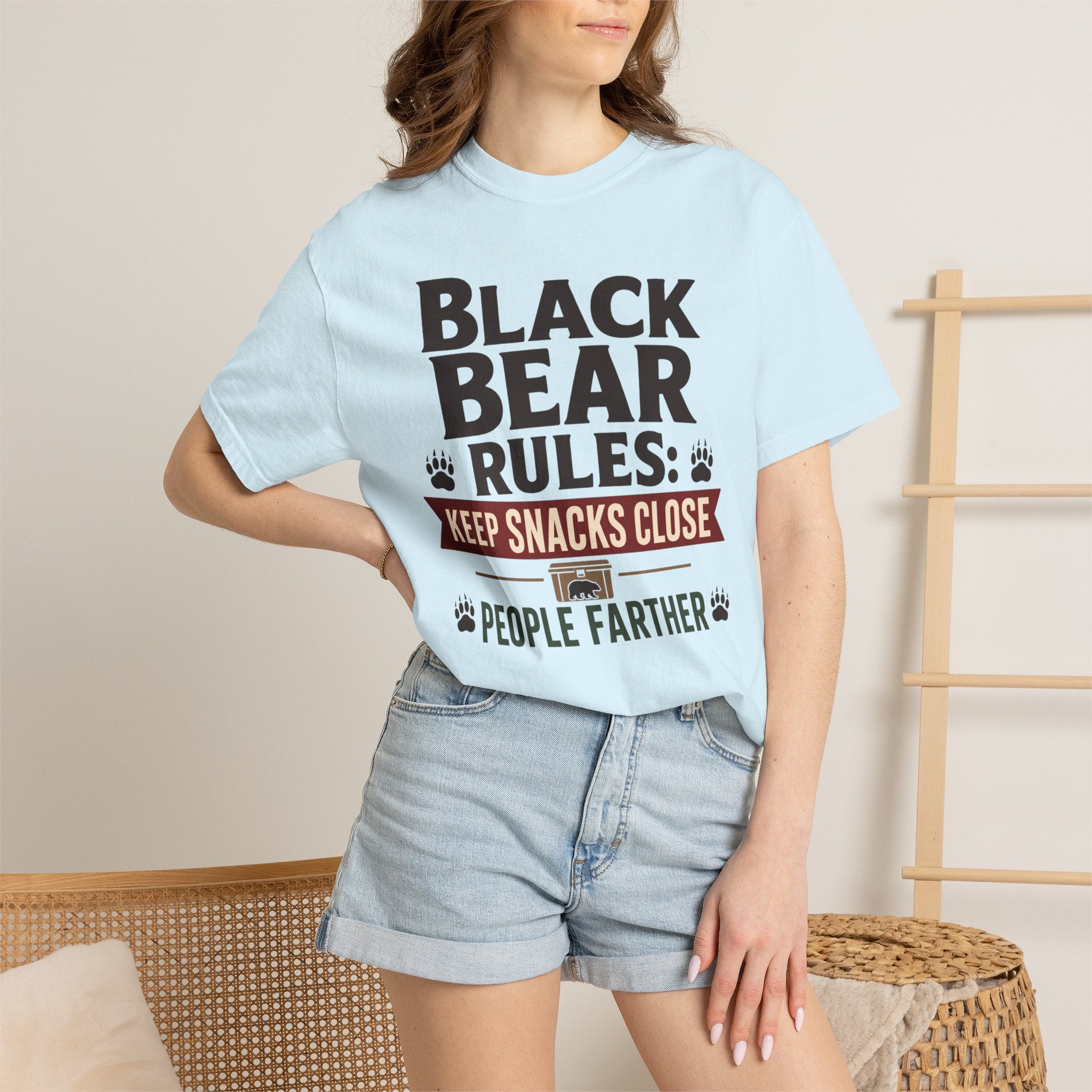 Black Bear Rules Keep Snacks Close People Farther - T-Shirt