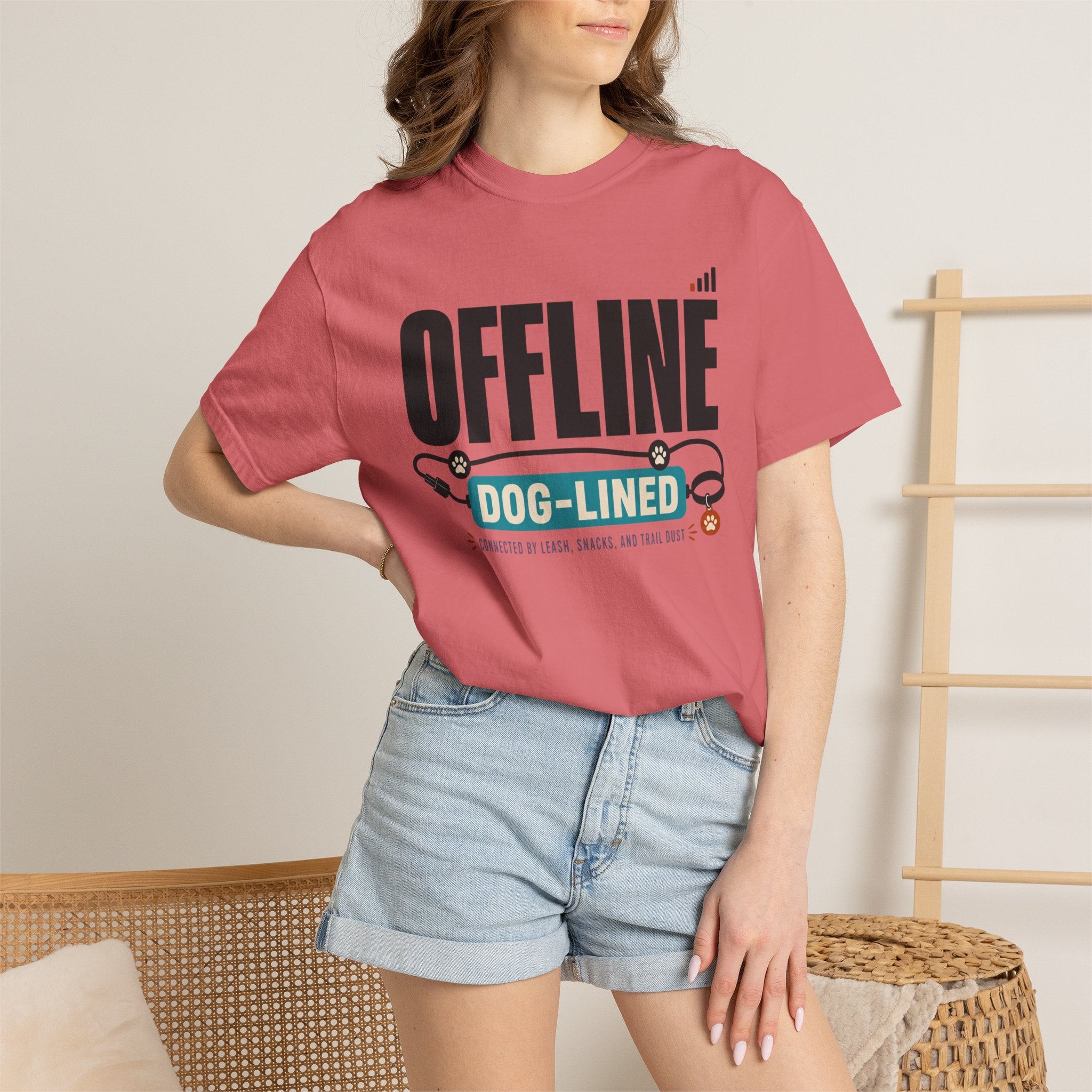 Offline But Dog Lined - T-Shirt