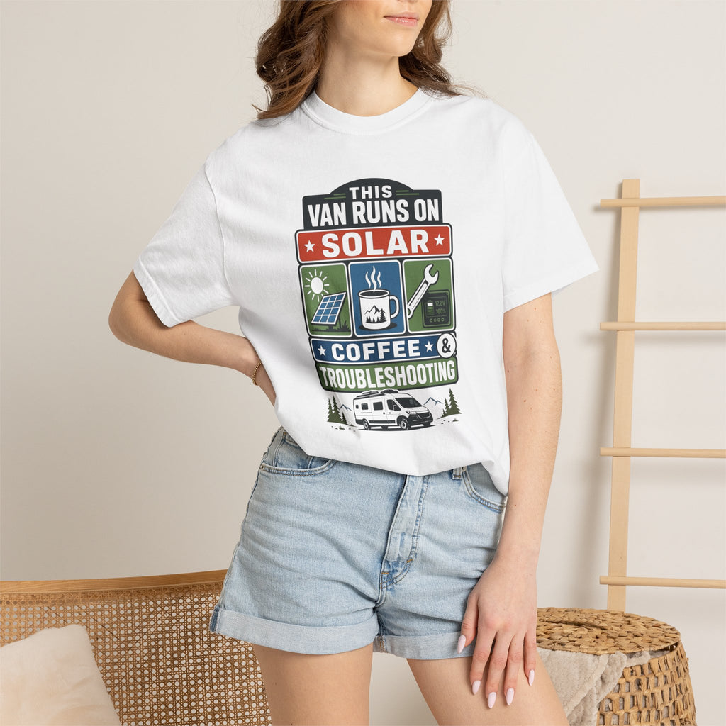 This Van Runs On Solar Coffee And Troubleshooting - T-Shirt