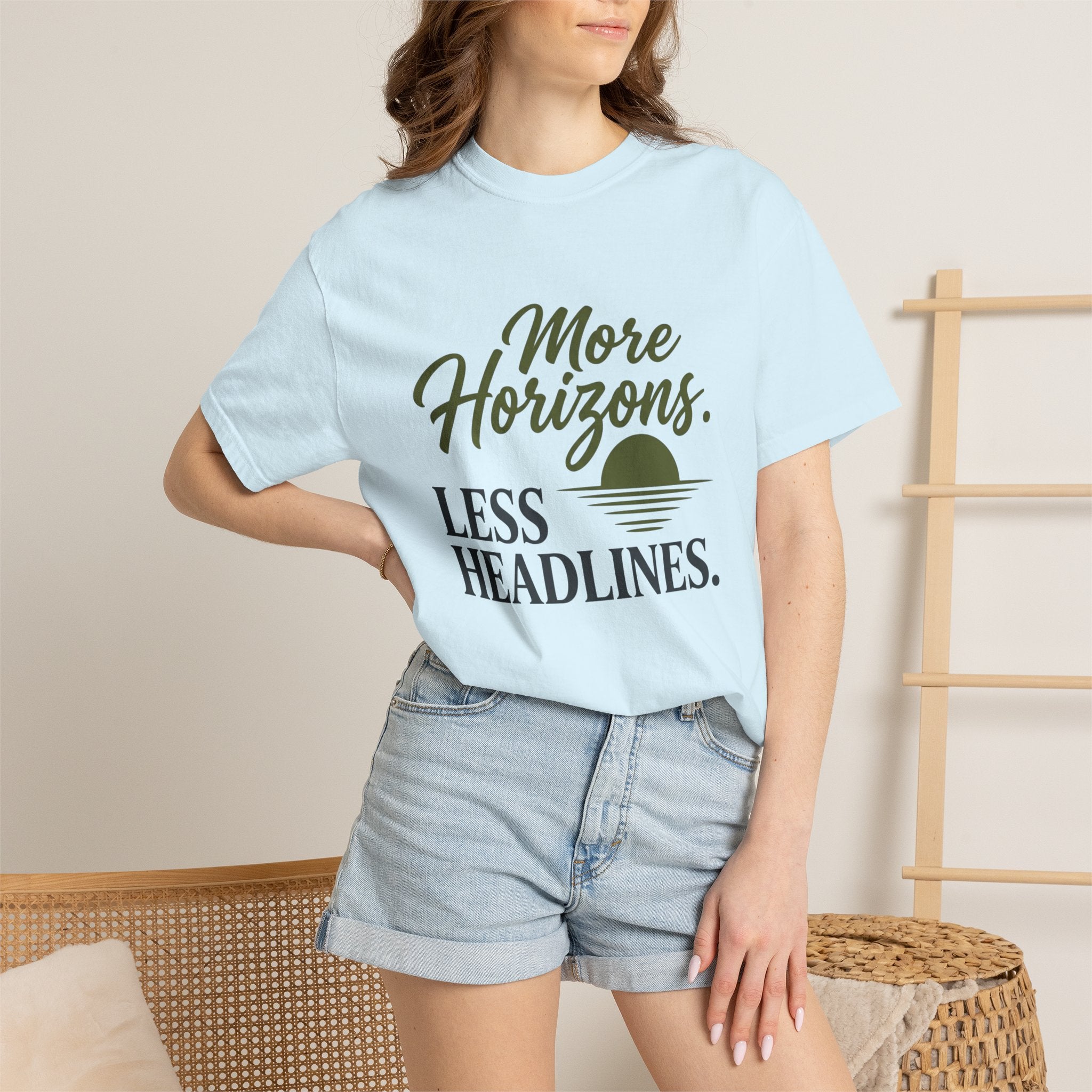 More Horizons Less Headlines - T-Shirt