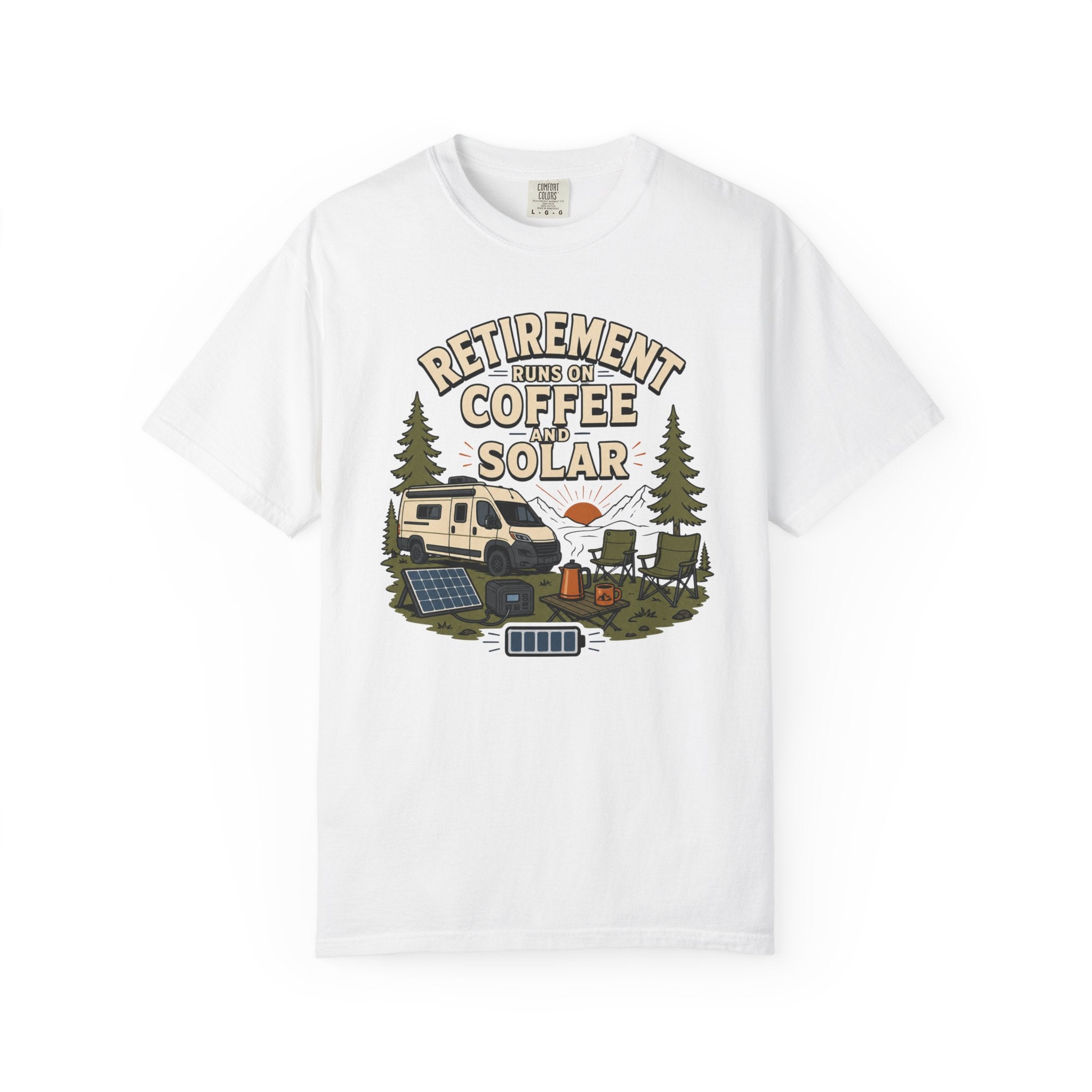 Retirement Runs On Coffee And Solar - T-Shirt