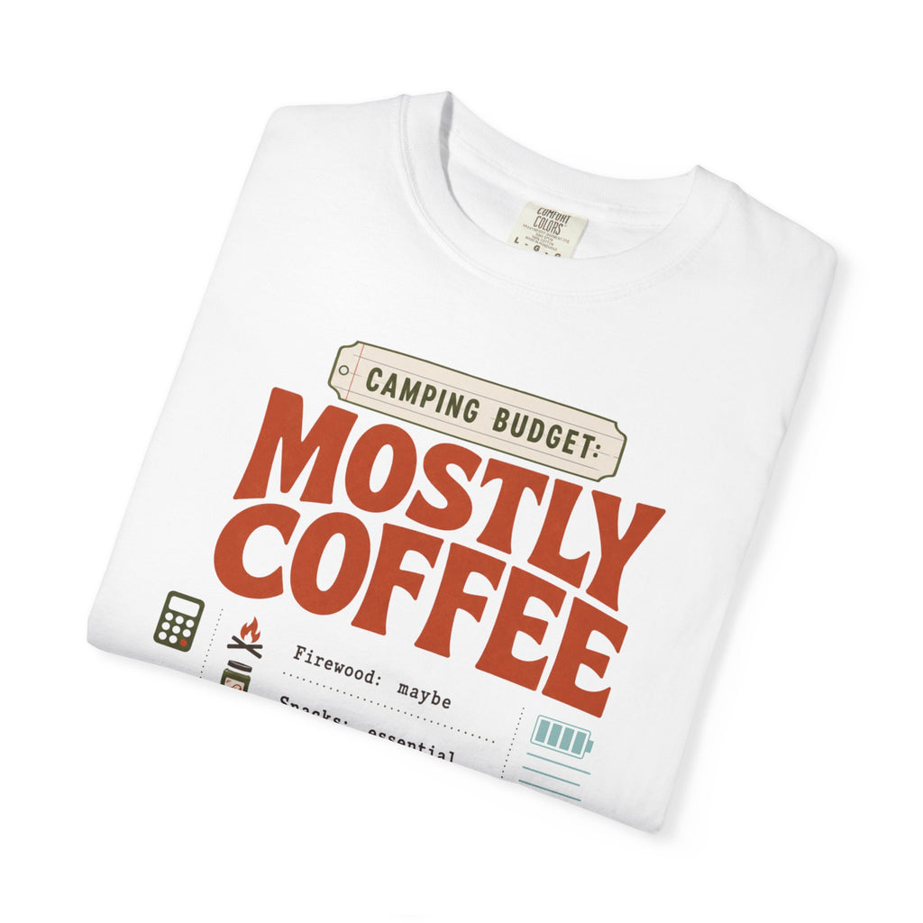 Camping Budget Mostly Coffee - T-Shirt