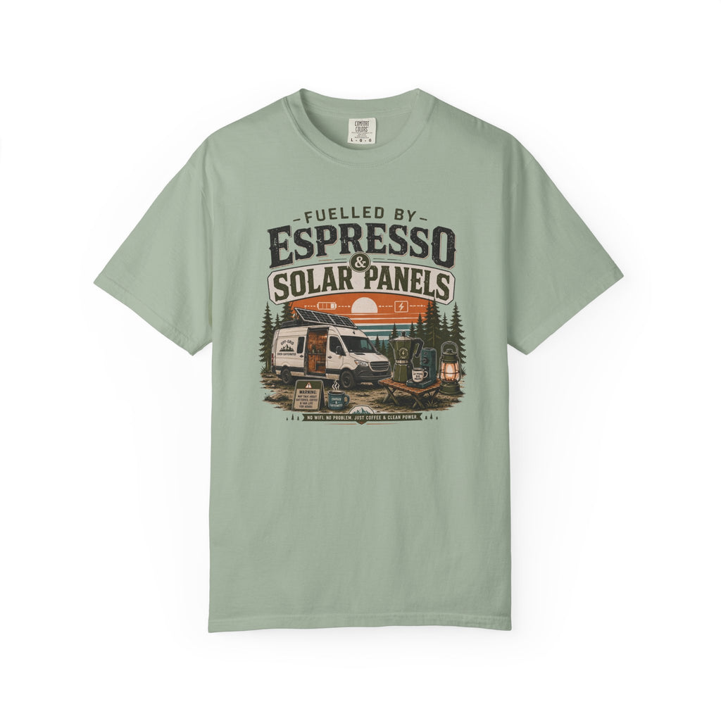 Fuelled By Espresso and Solar Panels - T-Shirt