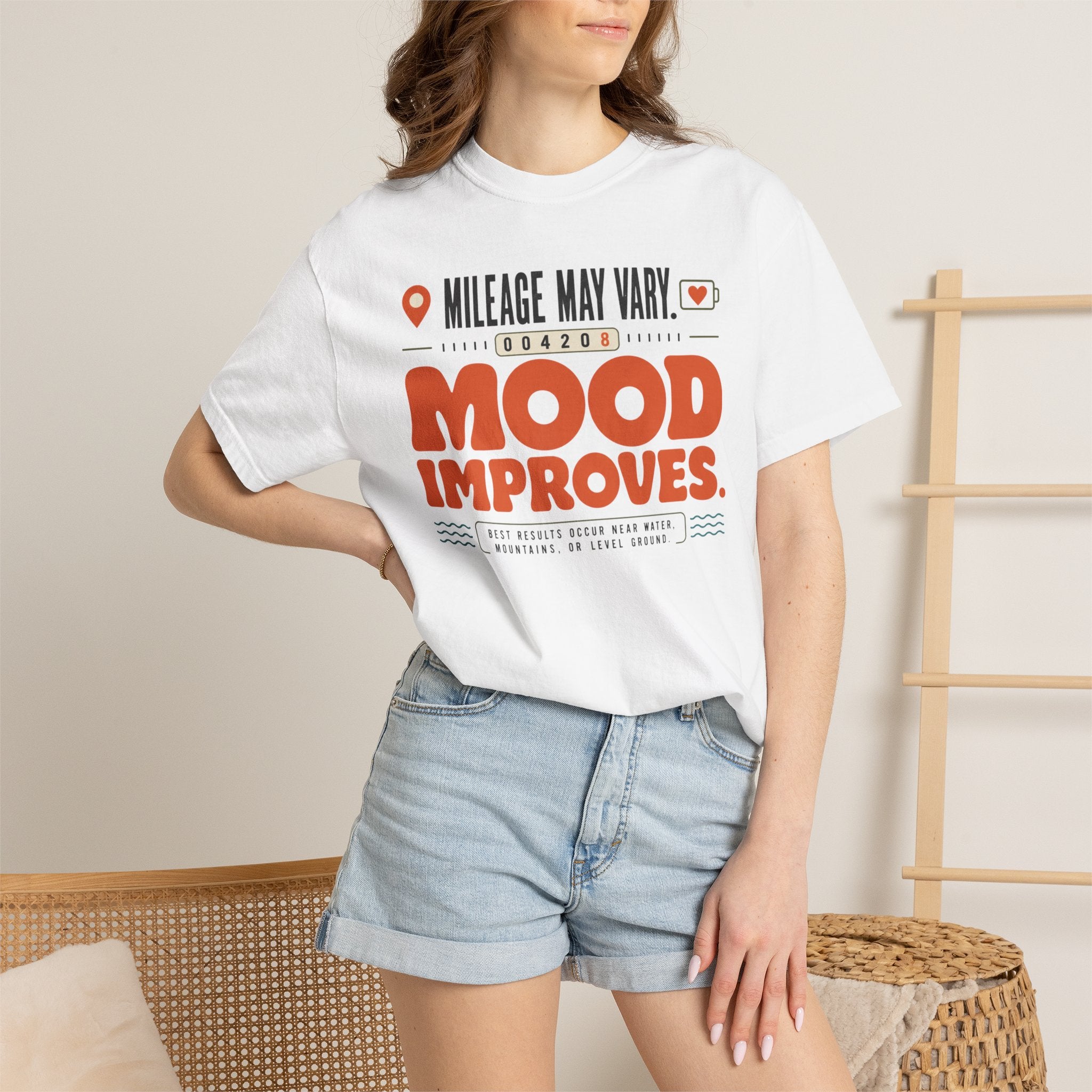 Mileage May Vary Mood Improves - T-Shirt