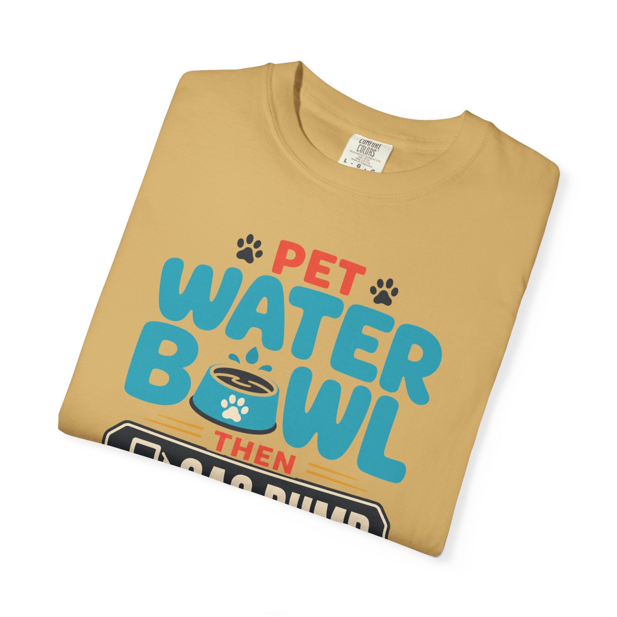 Pet Water Bowl Then Gas Pump - T-Shirt