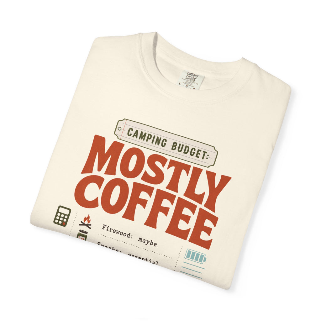 Camping Budget Mostly Coffee - T-Shirt
