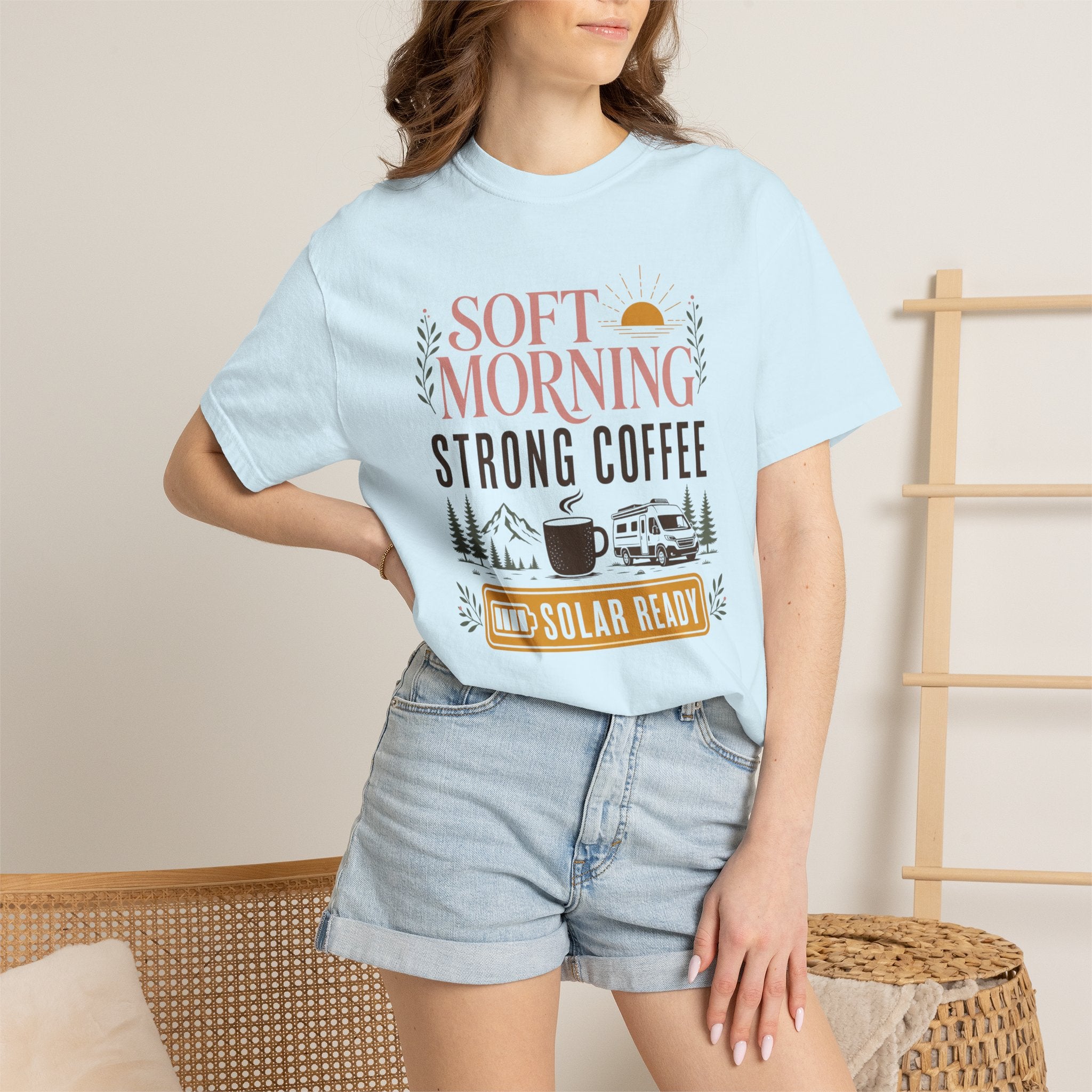 Soft Morning Strong Coffee Solar Ready - T-Shirt