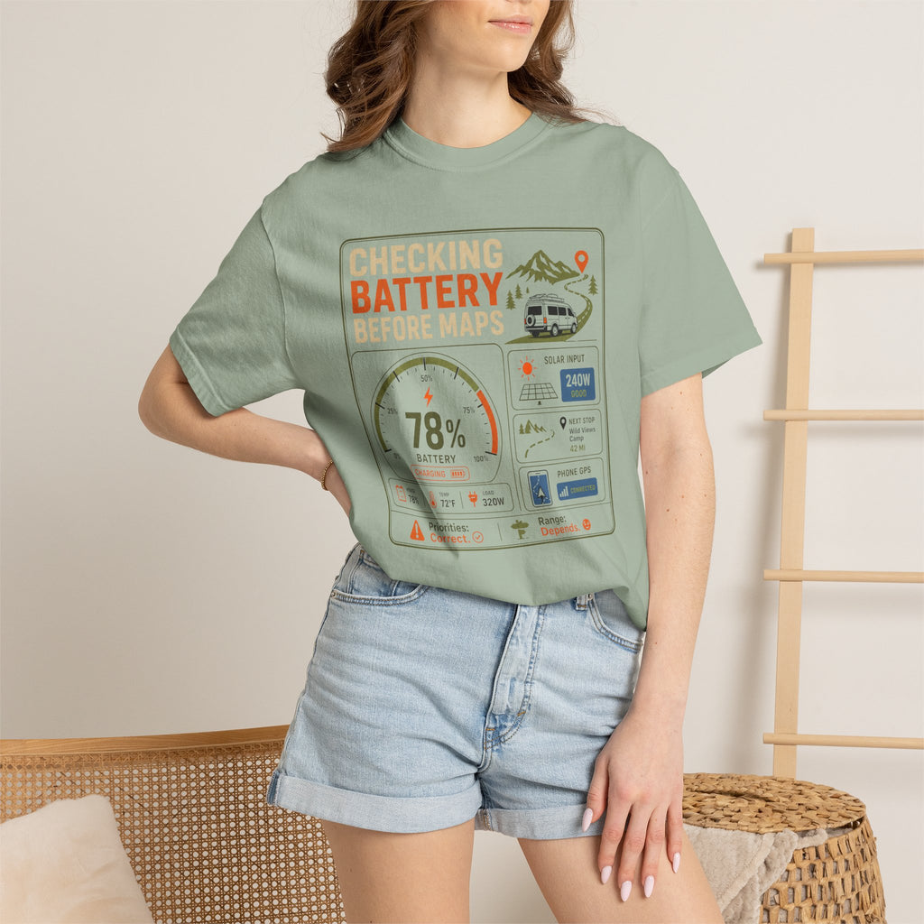 Checking Battery Before Maps - T-Shirt
