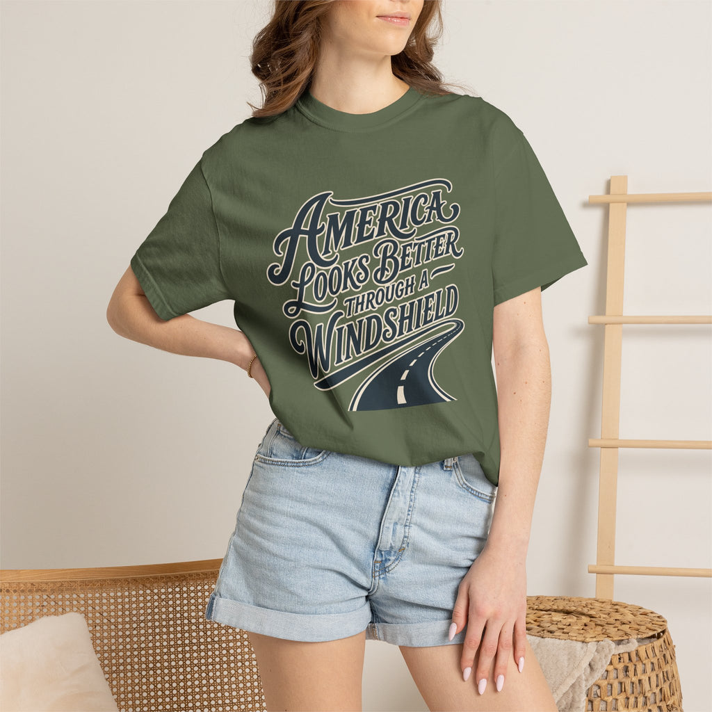America Looks Better Through A Windshield - T-Shirt