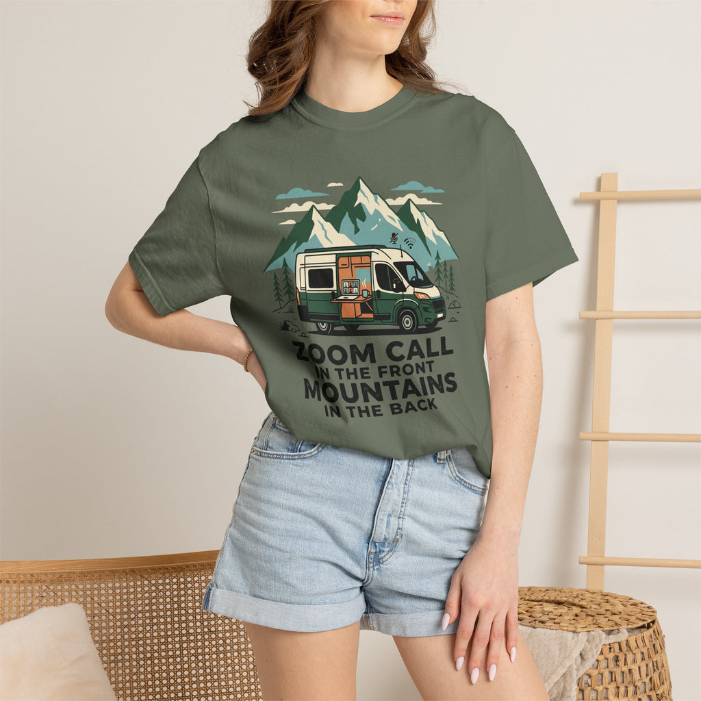 Zoom Call In The Front Mountains In The Back - T-Shirt