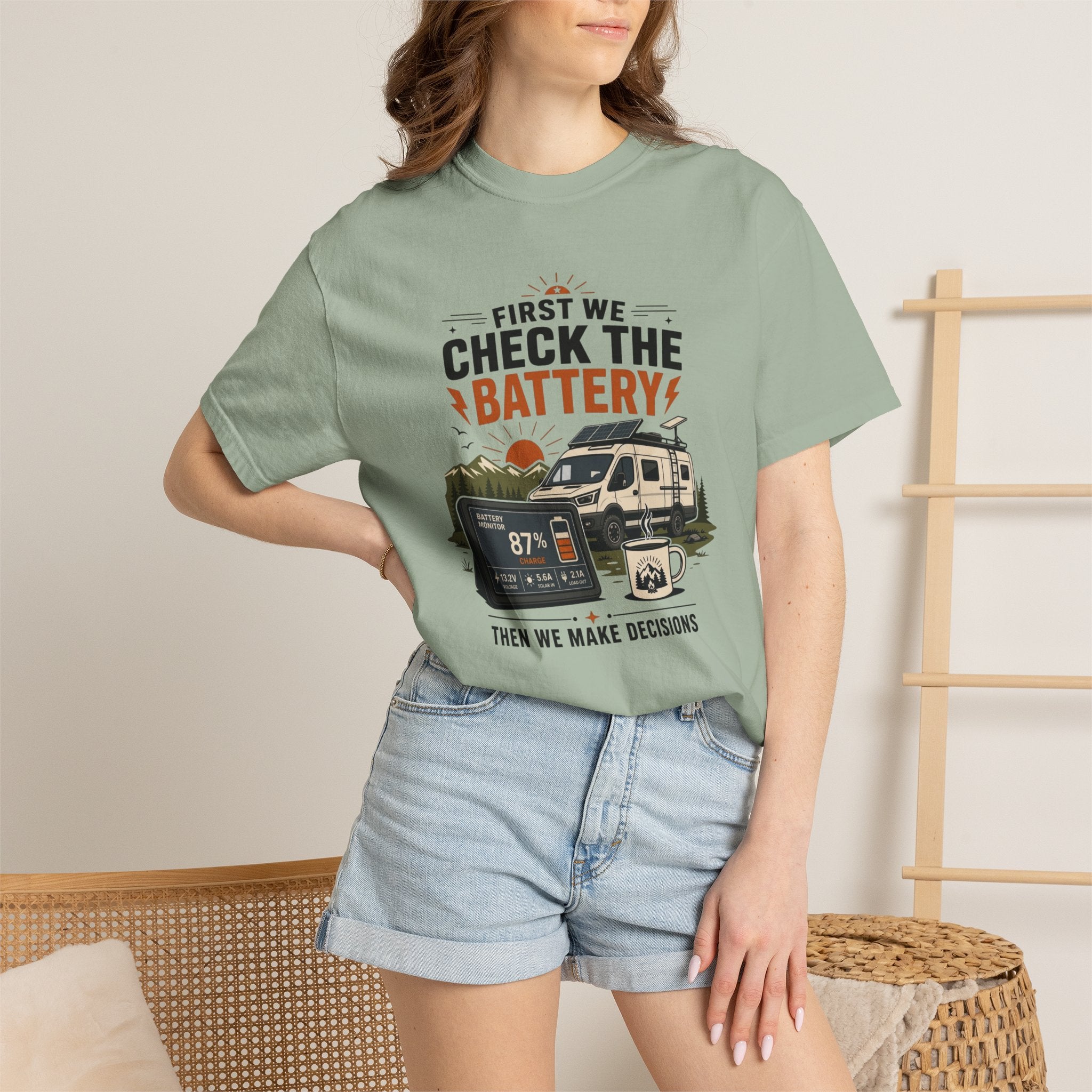 First We Check The Battery - T-Shirt