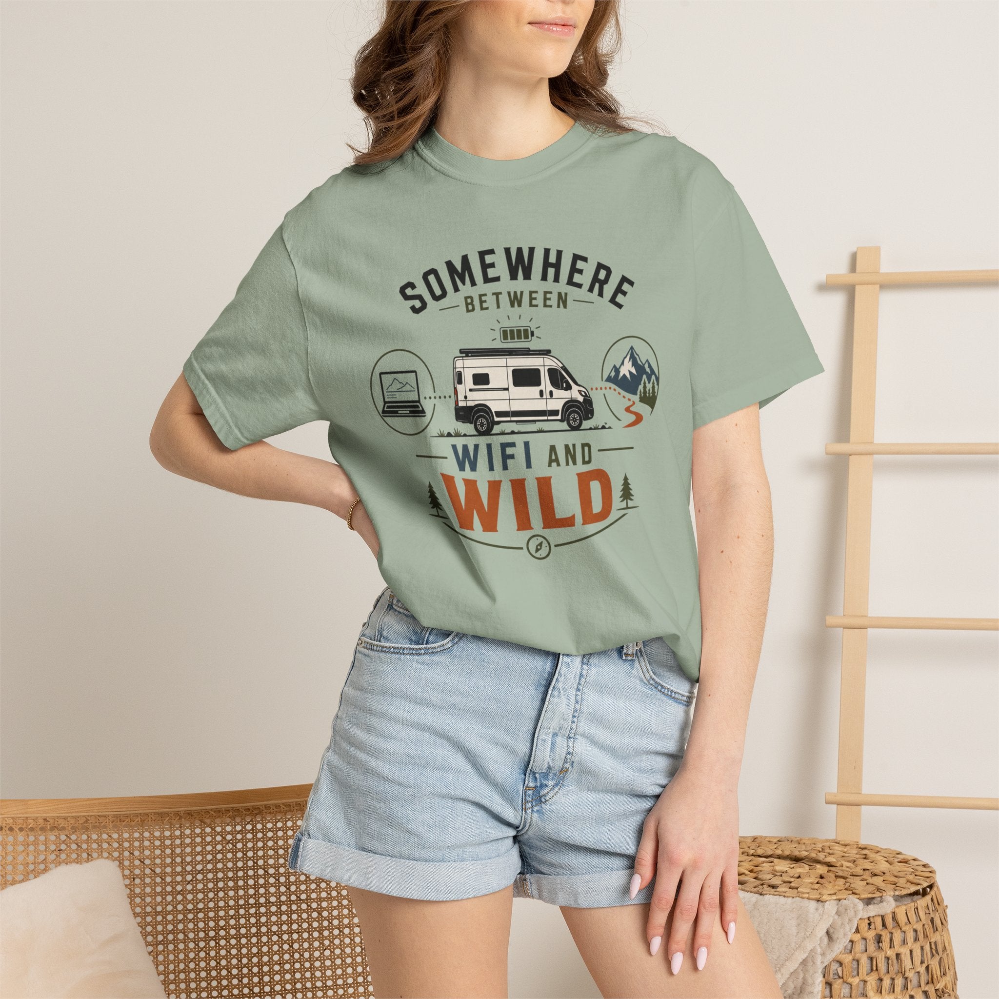 Somewhere Between Wifi And Wild - T-Shirt