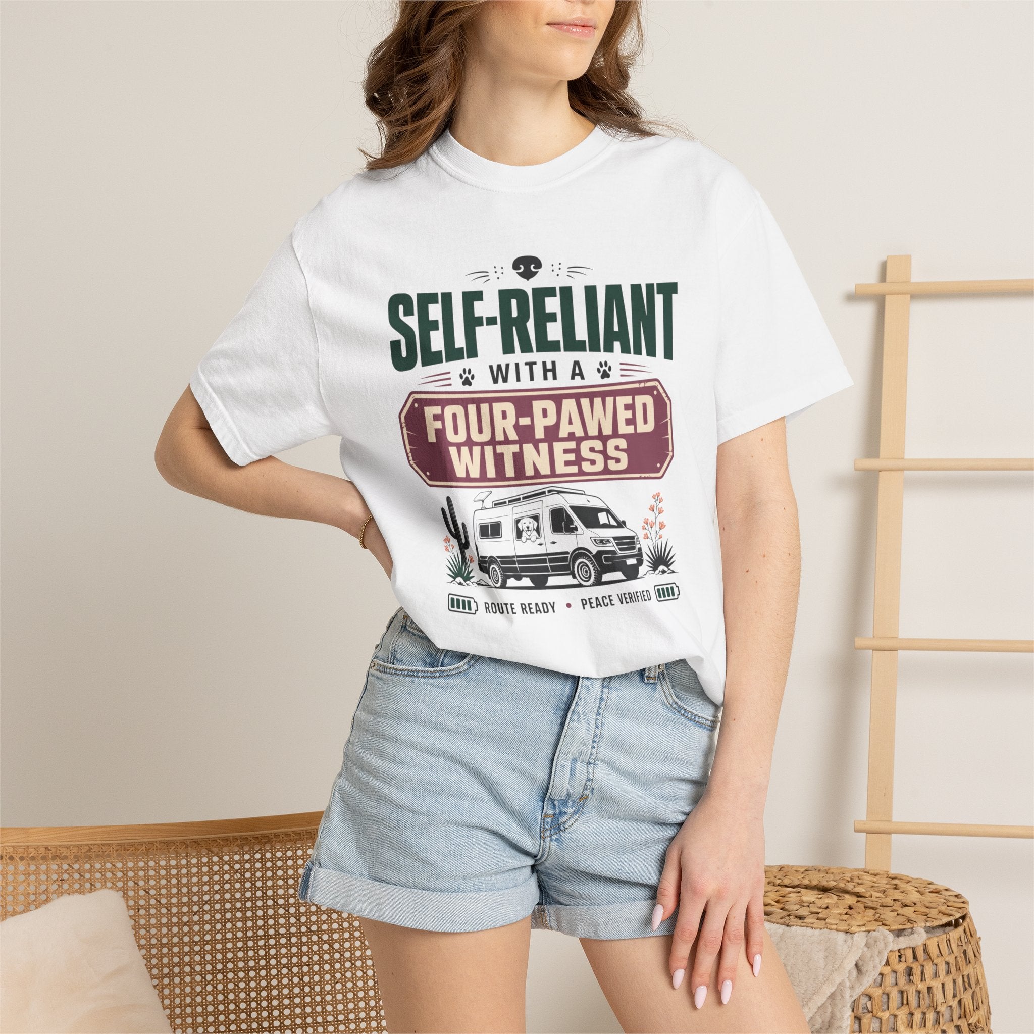Self Reliant With A Four Pawed Witness - T-Shirt