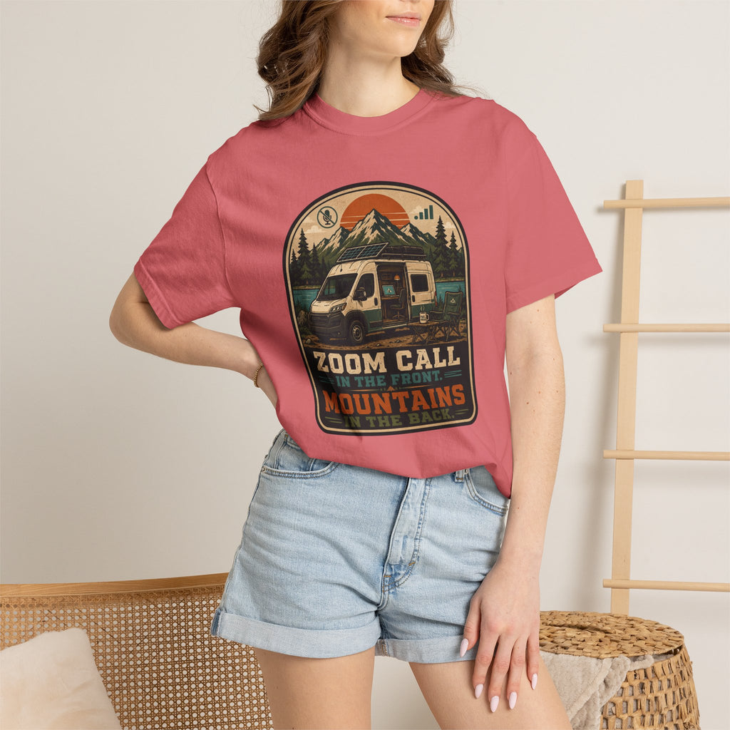 Zoom Call In The Front Mountains In The Back - T-Shirt