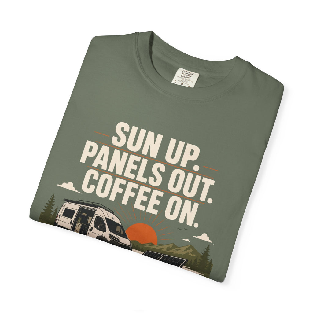 Sun Up Panels Out Coffee On - T-Shirt