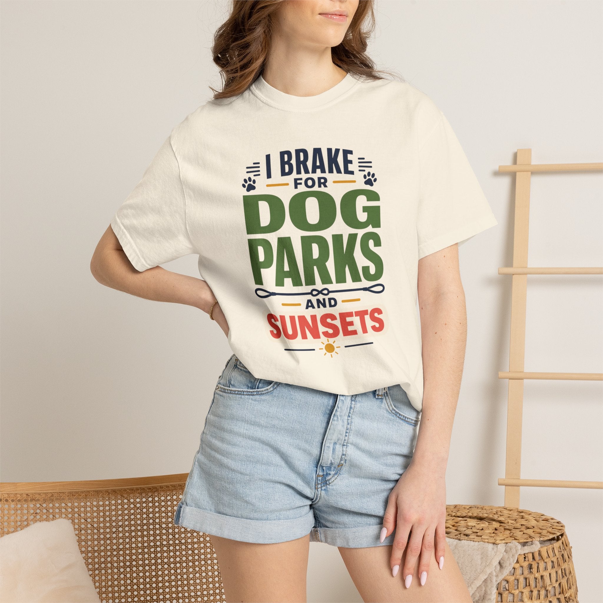 I Brake For Dog Parks And Sunsets - T-Shirt