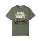 Sun Up Panels Out Coffee On - T-Shirt