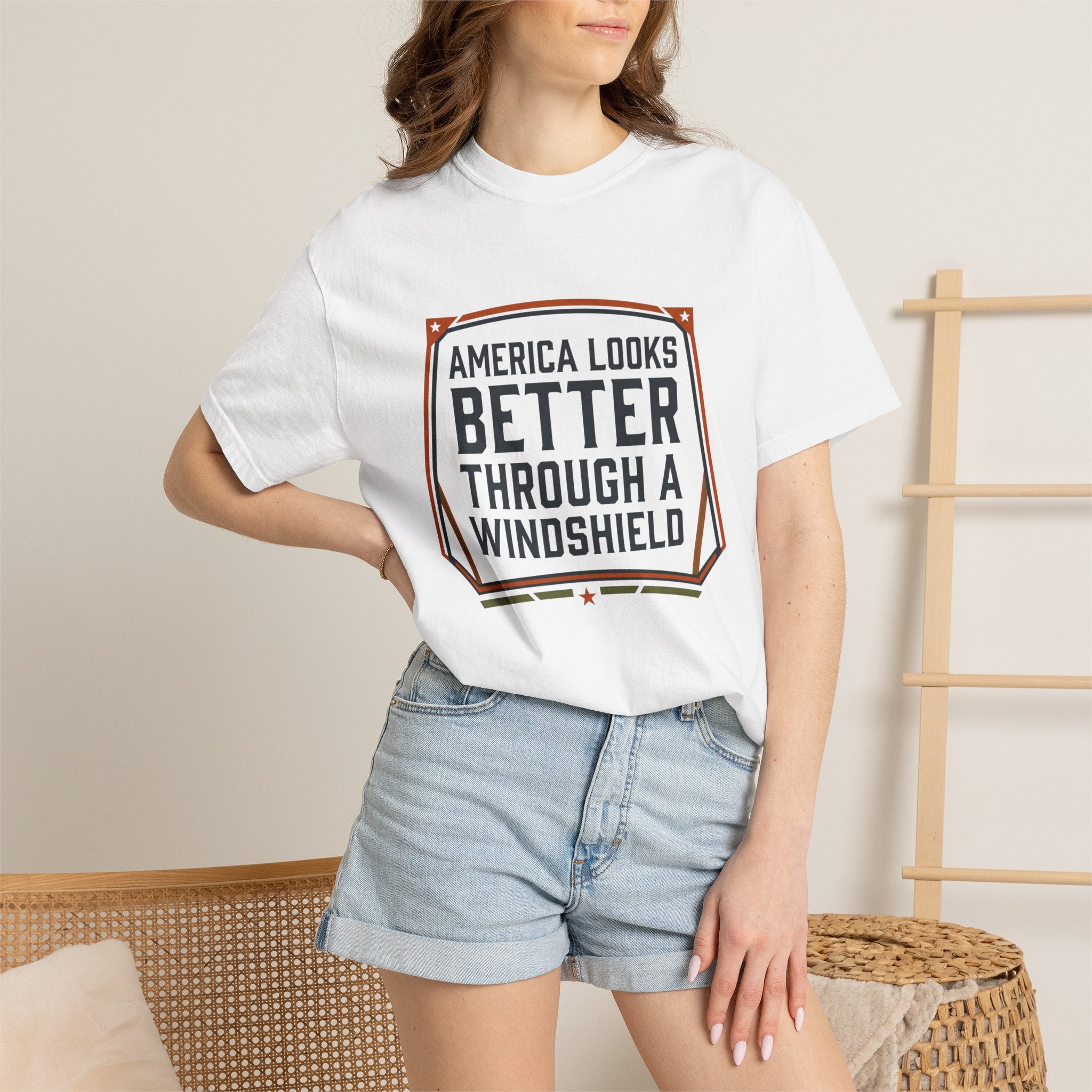 America Looks Better Through A Windshield - T-Shirt