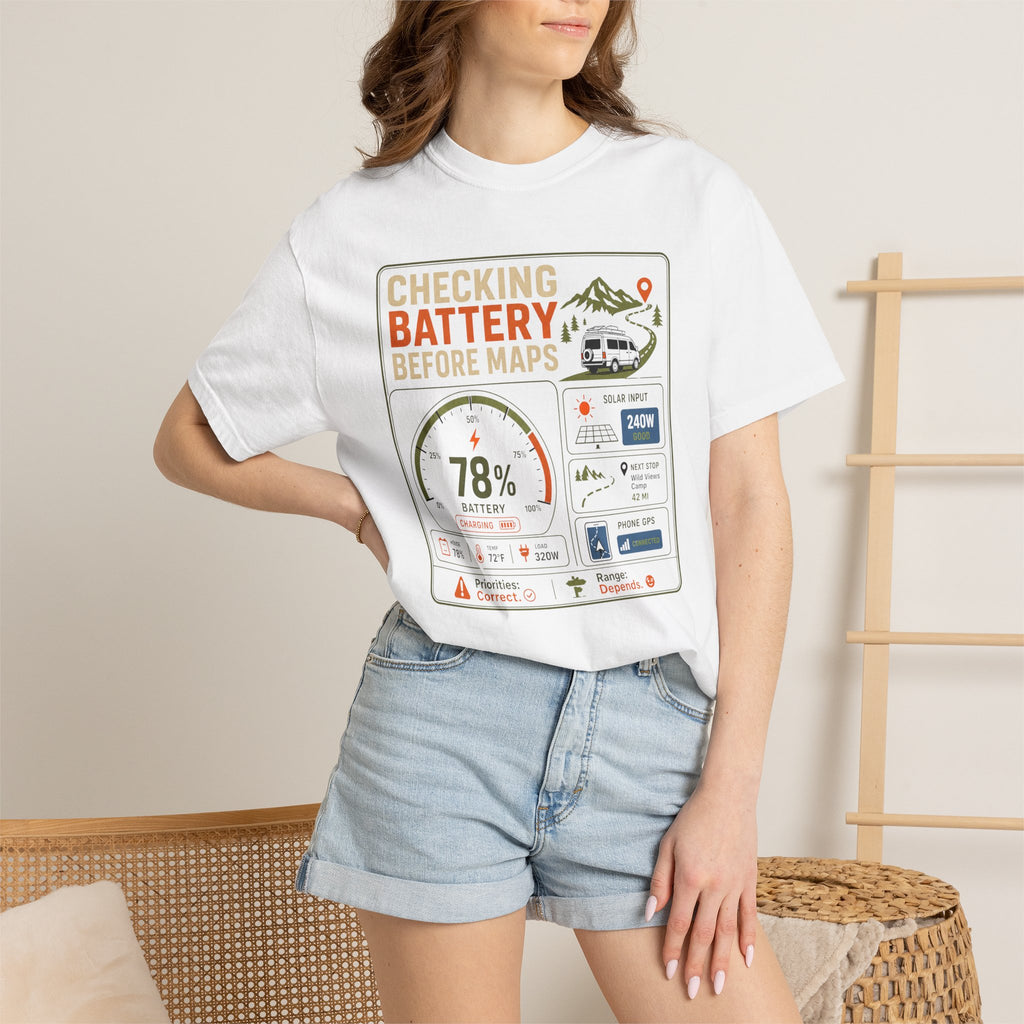Checking Battery Before Maps - T-Shirt