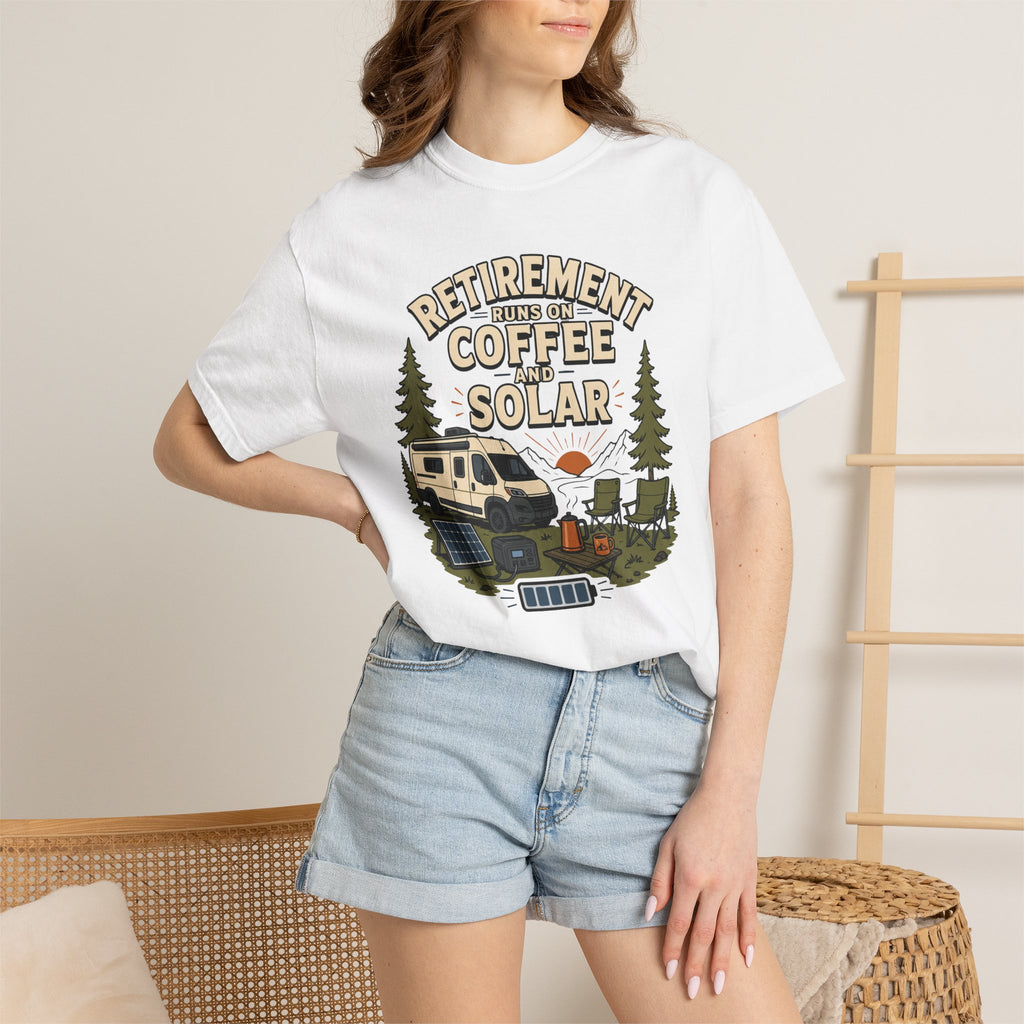 Retirement Runs On Coffee And Solar - T-Shirt