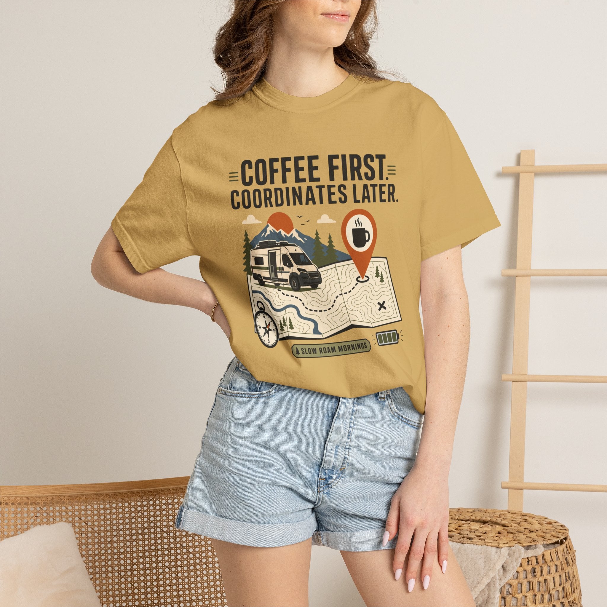Coffee First Coordinates Later - T-Shirt