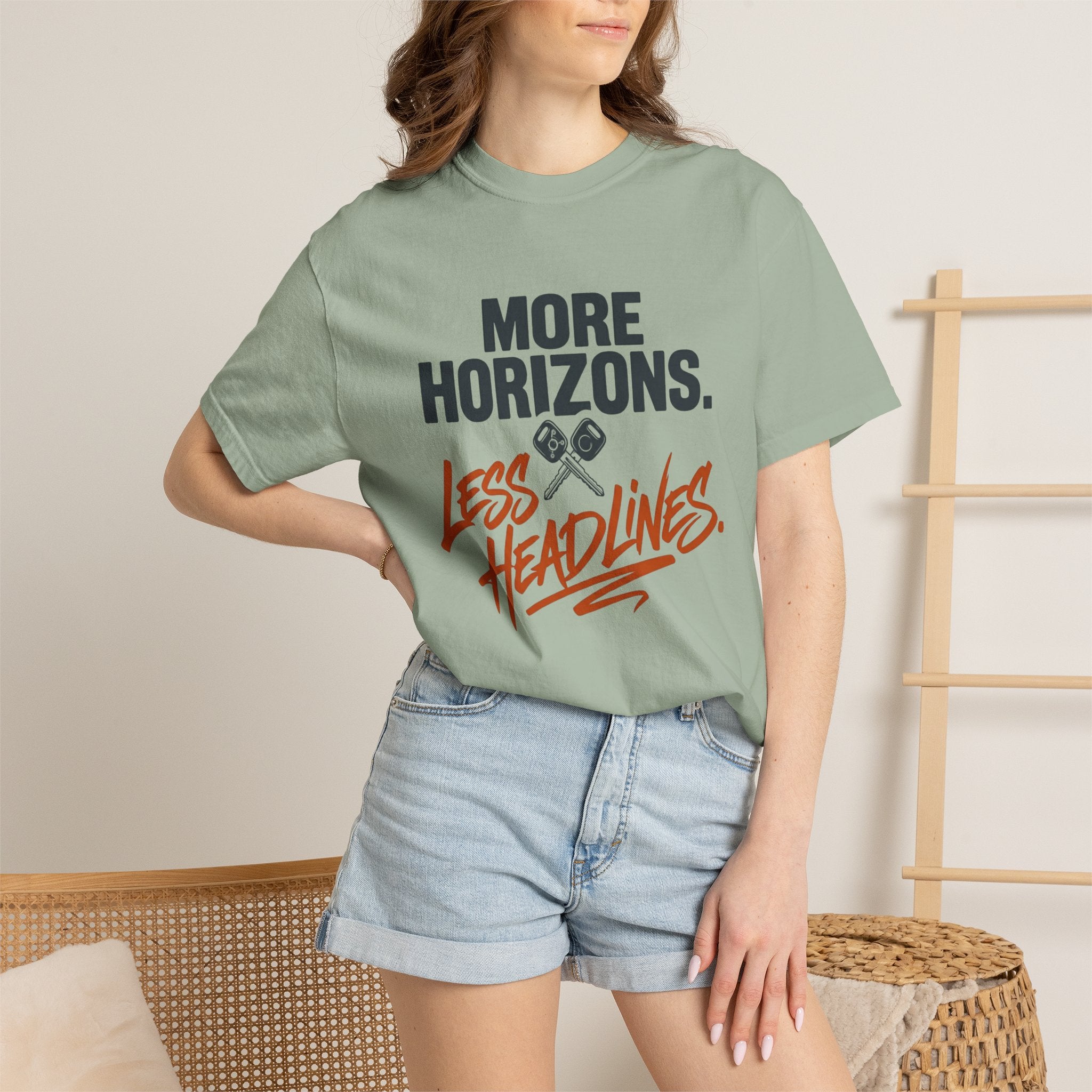 More Horizons Less Headlines - T-Shirt