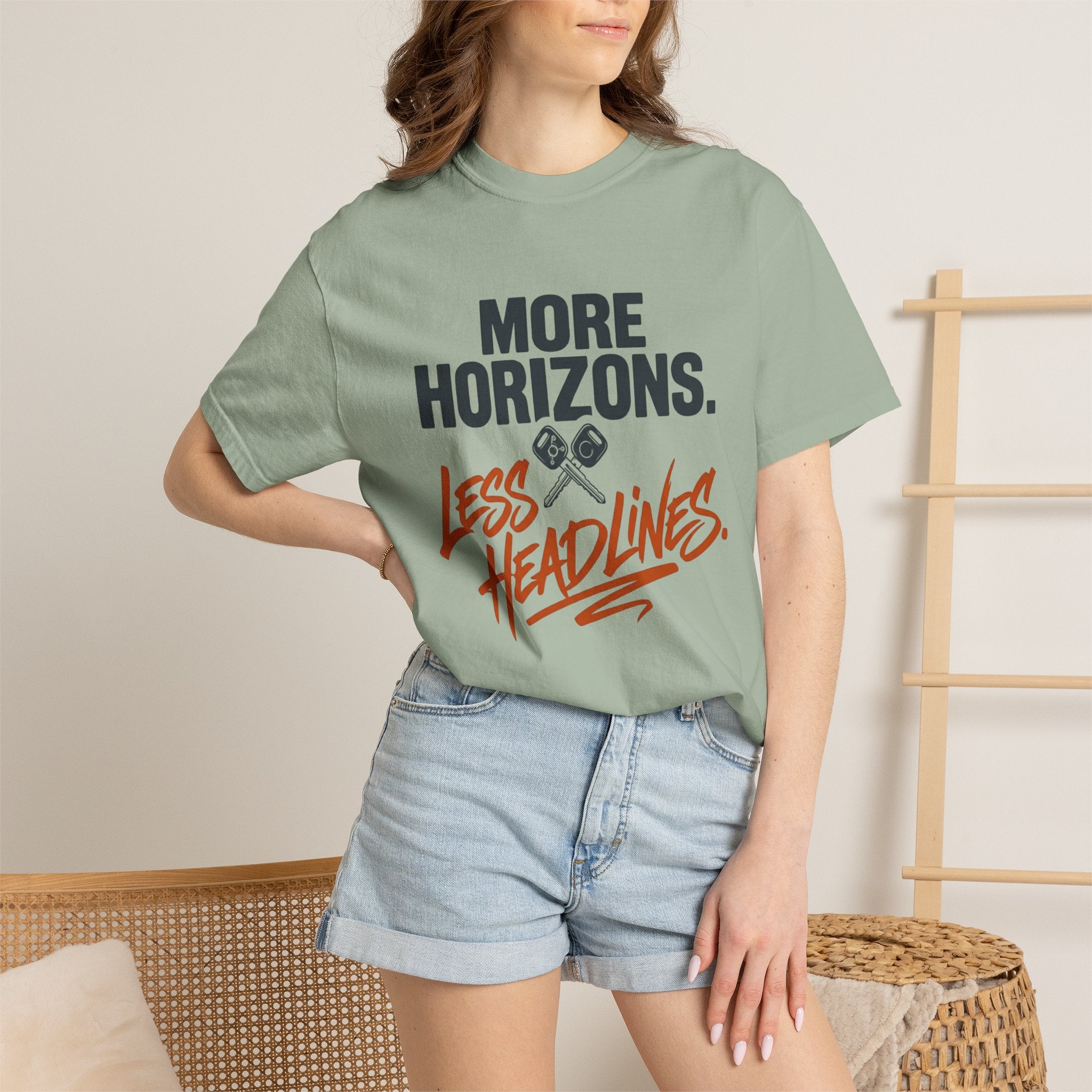More Horizons Less Headlines - T-Shirt