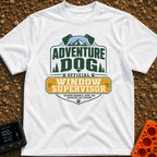 Official Window Supervisor - T-Shirt in White - A graphic badge-style design featuring text that reads 'Adventure Dog...