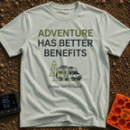 Dental Not Included - T-Shirt in Bay - The design features the text "ADVENTURE HAS BETTER BENEFITS" above a line drawing...