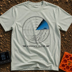 Under The Radar - T-Shirt in Bay - A circular radar screen graphic showing an illustration of a rocky cliff overlooking...