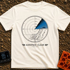 Under The Radar - T-Shirt in Ivory - A circular radar screen graphic showing an illustration of a rocky cliff overlooking...