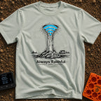 Faithful Wi-Fi Geyser - T-Shirt in Bay - A black and white illustration of a geyser erupting with a bright blue Wi-Fi...