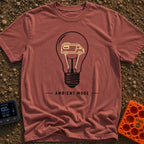 Switch To Ambient Mode - T-Shirt in Brick - A black and white line drawing of a standard lightbulb featuring a glowing...