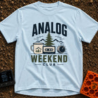 Analog State Of Mind - T-Shirt in Chambray - A graphic design featuring the text "ANALOG WEEKEND CLUB" surrounding an...
