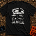 No The Other Left - T-Shirt in Black - A black and white illustration showing a camper van's winding, dotted path through...