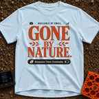 Email's Off Grid - T-Shirt in Chambray - A typographic design featuring the text "AVAILABLE BY EMAIL." next to envelope...
