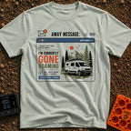 Currently Gone Roaming - T-Shirt in Bay - A digital window graphic depicting an email auto-reply with the text "I'M...