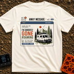 Currently Gone Roaming - T-Shirt in Ivory - A digital window graphic depicting an email auto-reply with the text "I'M...