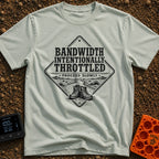 Bandwidth Throttled By Nature - T-Shirt in Bay - A diamond-shaped, distressed black-and-white graphic featuring the text...