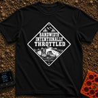 Bandwidth Throttled By Nature - T-Shirt in Black - A diamond-shaped, distressed black-and-white graphic featuring the...