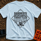 Bandwidth Throttled By Nature - T-Shirt in Chambray - A diamond-shaped, distressed black-and-white graphic featuring the...