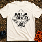 Bandwidth Throttled By Nature - T-Shirt in Ivory - A diamond-shaped, distressed black-and-white graphic featuring the...