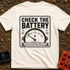 Watts On Your Mind - T-Shirt in Ivory - A distressed, vintage-style black and white graphic showing an analog power gauge...