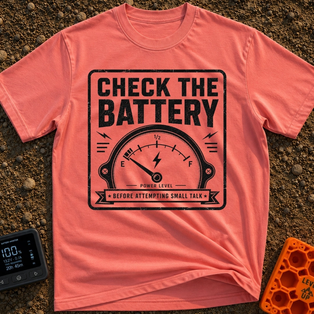 Watts On Your Mind - T-Shirt in Watermelon - A distressed, vintage-style black and white graphic showing an analog power...
