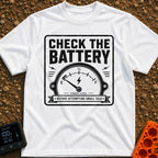 Watts On Your Mind - T-Shirt in White - A distressed, vintage-style black and white graphic showing an analog power gauge...