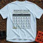 Calendar of Campers - T-Shirt in Chambray - A graphic of a digital calendar interface where every day of the month is...
