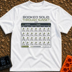 Calendar of Campers - T-Shirt in White - A graphic of a digital calendar interface where every day of the month is filled...