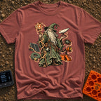 Wizard Of No Hookups - T-Shirt in Brick - An illustration of a traditional wizard with a long white beard and pointed hat...