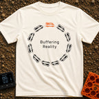 Buffering In The Wild - T-Shirt in Ivory - Twelve camper vans are arranged in a circular formation resembling a digital...