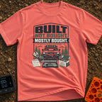 Built But Mostly Bought - T-Shirt in Watermelon - A graphic illustration featuring an off-road 4x4 vehicle with a front...